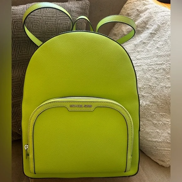 Lime—Michael Kors Jaycee Large Pebbled Leather Backpack - Picture 1 of 8